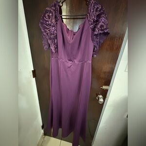 Bundle 2 for $30. Ever Pretty Purple Maxi Dress with Lace Sleeves. Size 0X.
